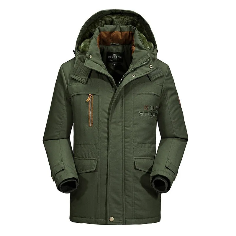 Winter Jacket Men Thicken Warm Parkas Hooded Clothes Green Blue Plus Velvet Fashion Oversize Coat