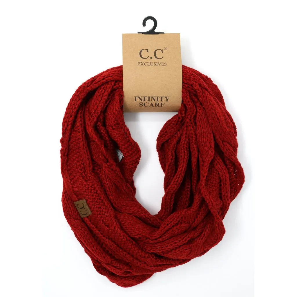 Women's Solid Cable Knit CC Infinity Scarf