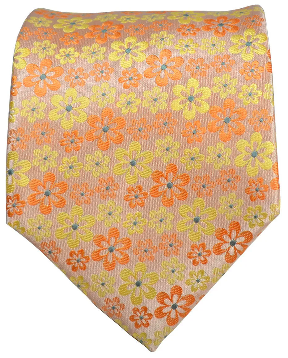 Yellow Floral Men's Tie and Pocket Square